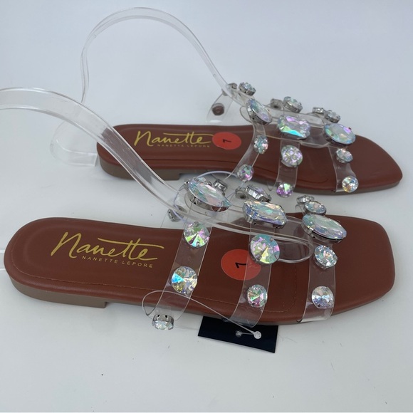 Nannette White and Brown Sandals with Elegant Turquoise Accents - Picture 4 of 6